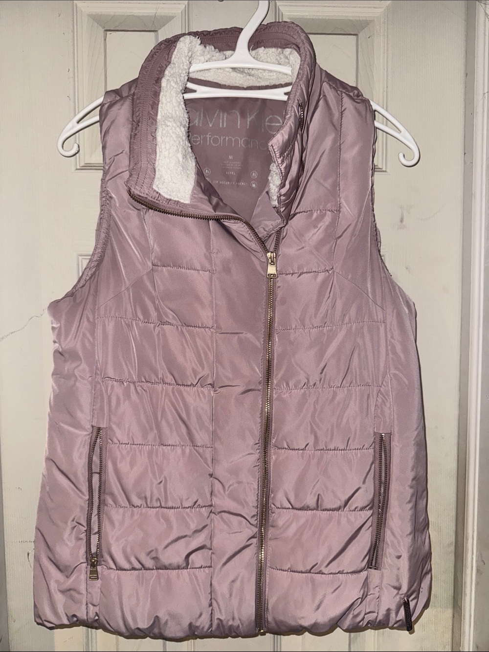 Calvin Klein Quilted Puffer Vest in Mauve Pink